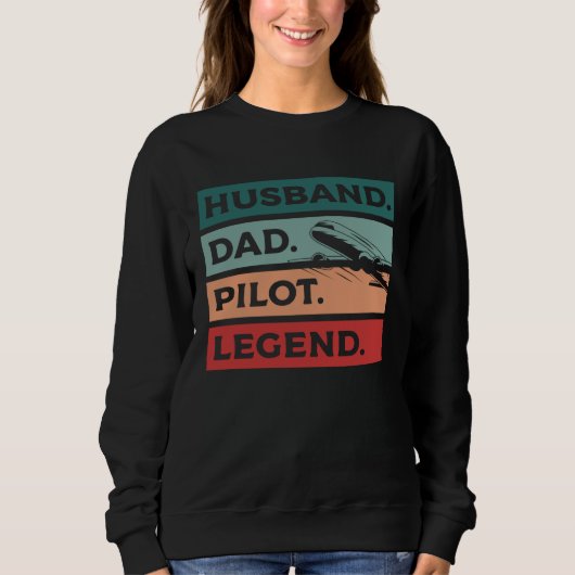Husband Dad Pilot Legend Aviation Aviator Trui (Voorkant)