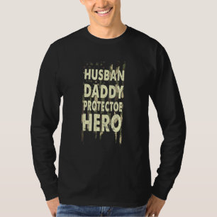 Husband Dad Protector Hero American Flag T-shirt