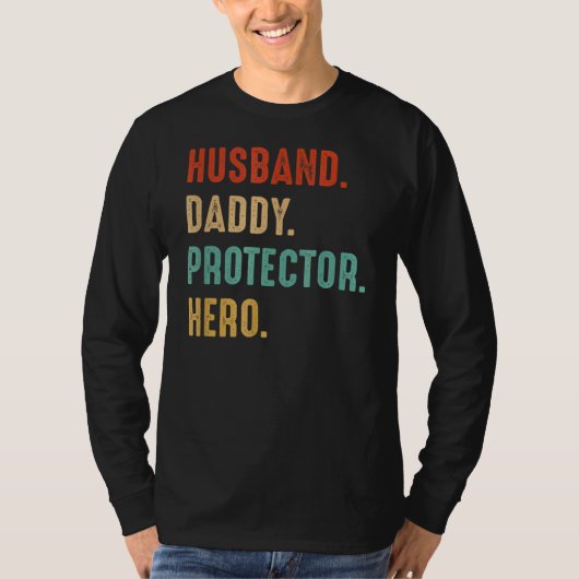 Husband Dad Protector Hero Dad Father Da T-shirt (Voorkant)