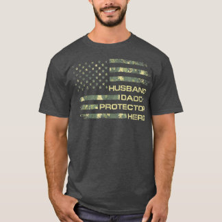 Husband Dad Protector Hero Fathers Day Flag Gif T-shirt
