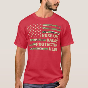 Husband Dad Protector Hero Fathers Day Flag Gif T-shirt