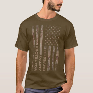 Husband Dad Protector Hero Fathers Day Gift Usa T-shirt