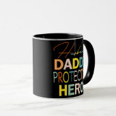 Husband Dad Protector Hero Funny Vaderdag Mok (Voorkant rechts)
