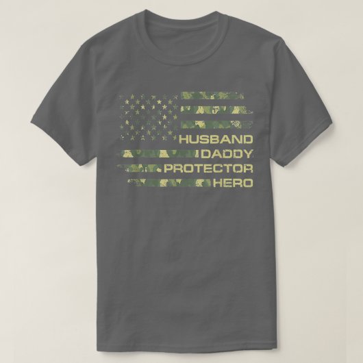 Husband Dad Protector Hero Happy Vaderdag Fl T-shirt (Design voorkant)