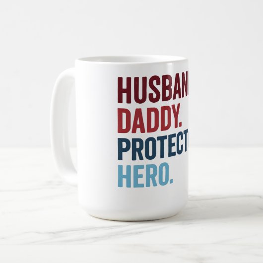 Husband Dad Protector Hero Koffiemok (Voorkant links)