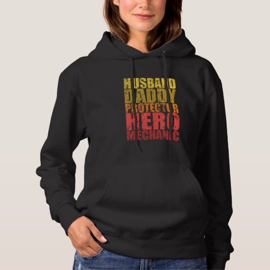 Husband Dad Protector Hero Mechanic Hoodie (Voorkant)