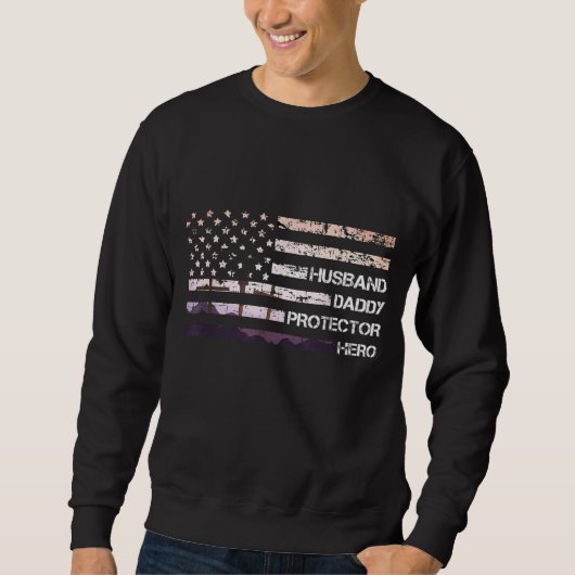 Husband Dad Protector Hero Vaderdag Dad Gift Trui (Voorkant)