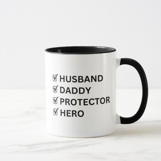 Husband Dad Protector Hero Vaderdag Gift Mok (Rechts)
