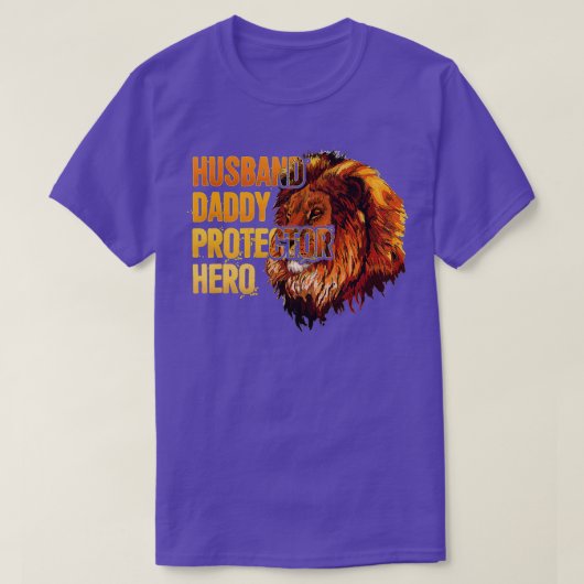 Husband Dad Protector Hero Vaderdag Lion Kin T-shirt (Design voorkant)