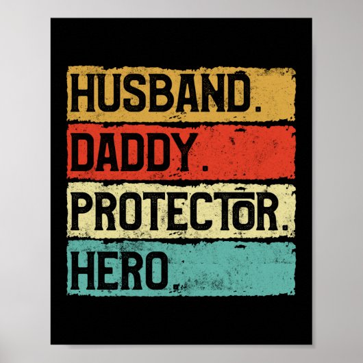 Husband Dad Protector Hero Veteran Fathers Day Poster (Voorkant)
