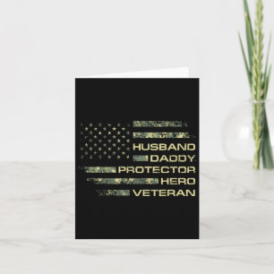 Husband Dad Protector Hero Veteran Usa Flag Camo Kaart