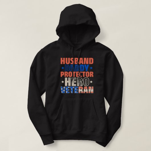 Husband Dad Protector Hero Veteran Veteras Day 1 Hoodie (Design voorkant)