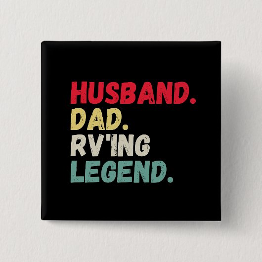 Husband dad rv die legende camper retro  leuk vind vierkante button 5,1 cm (Voorkant)