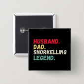 Husband dad snorkeling legende retro grappig vierkante button 5,1 cm (Voorkant /achterkant)
