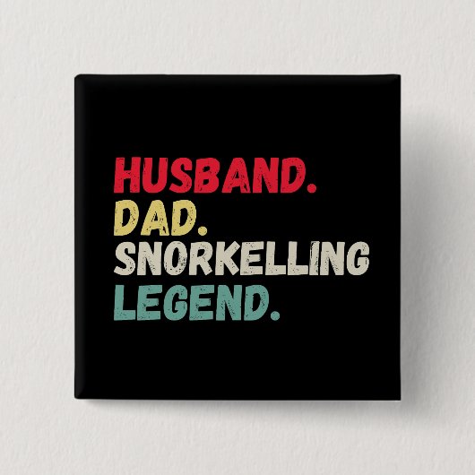 Husband dad snorkeling legende retro grappig vierkante button 5,1 cm (Voorkant)