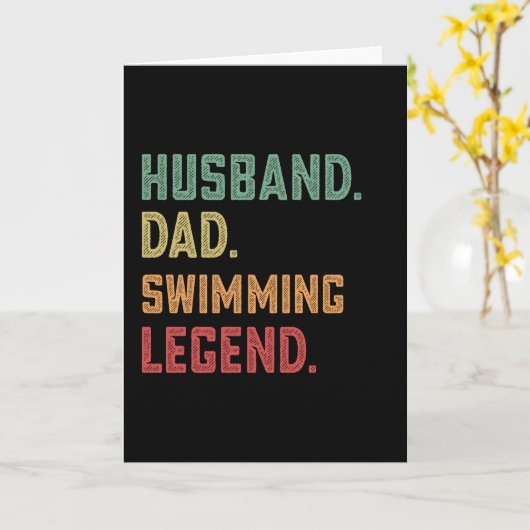 Husband Dad Swimming Legend Swimmer Kaart (Gele Bloem)