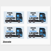 Husband Dad Trucker Legend Funny Rechthoekige Sticker (Vel)