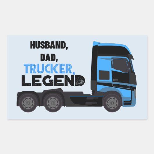 Husband Dad Trucker Legend Funny Rechthoekige Sticker (Voorkant)