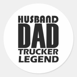 Husband Dad Trucker Legend Funny Truck Driver Ronde Sticker