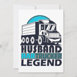 Husband Dad Trucker Legend Funny Truck Driver Truc Kaart