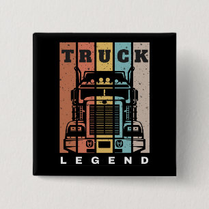 Husband Dad Trucker Legend Truck Vierkante Button 5,1 Cm