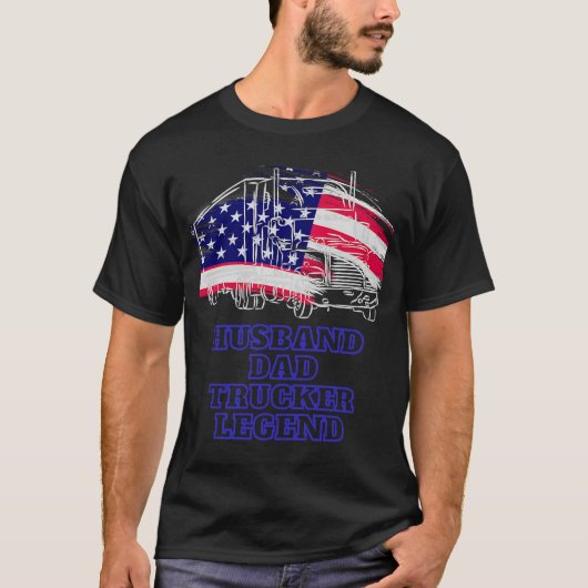 Husband Dad Trucker Legend Vaderdag 2023 1 T-shirt (Voorkant)