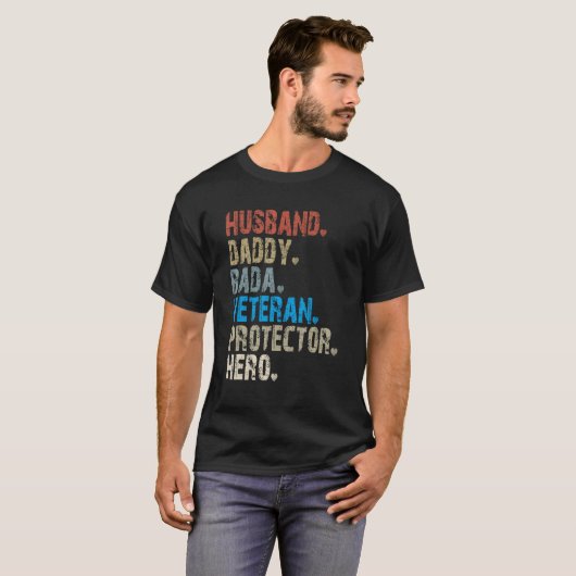 Husband Daddy Bada Veteran Protector Hero T-shirt (Voorkant volledig)