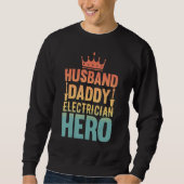 Husband Daddy Electrician Hero - Funny Retro Linem Trui (Voorkant)