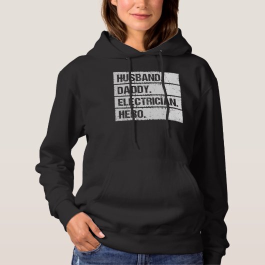 Husband Daddy Electrician Hero Lineman Electrical  Hoodie (Voorkant)
