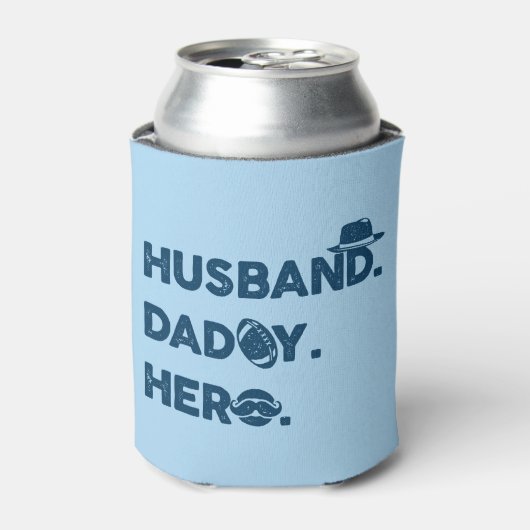 Husband. Daddy. Hero. Retro Graphic Blikjeskoeler (Blikje Voorkant)