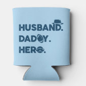 Husband. Daddy. Hero. Retro Graphic Blikjeskoeler (Achterkant)