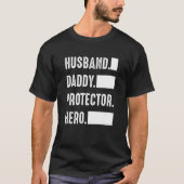 Husband Daddy Protector Hero  Father s Day T-shirt (Voorkant)