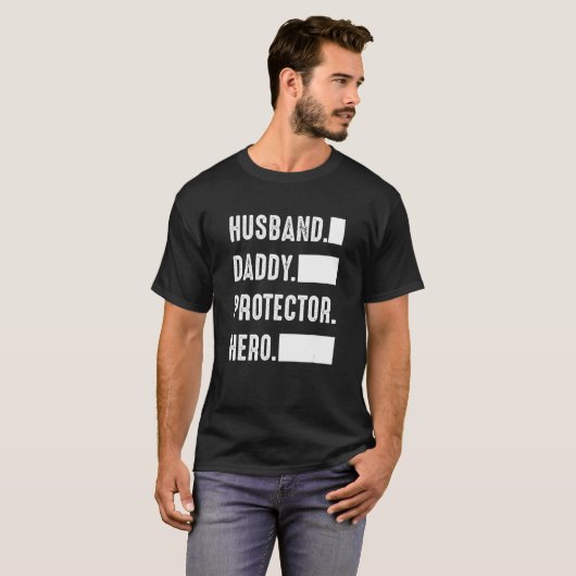 Husband Daddy Protector Hero Father s Day T-shirt (Voorkant volledig)