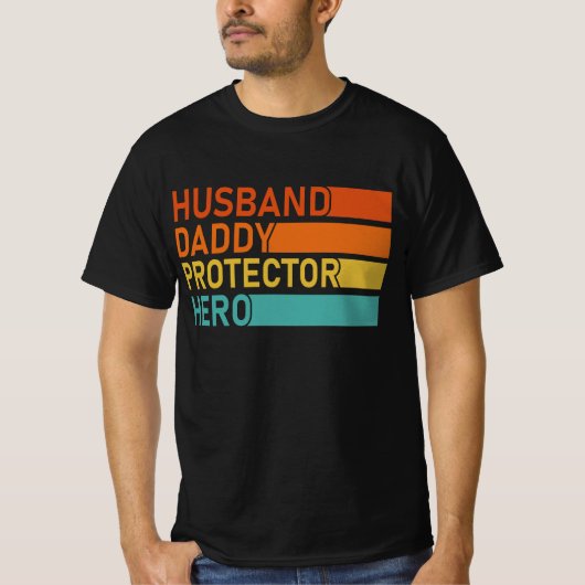 husband daddy protector hero fathers day for dad t-shirt (Voorkant)
