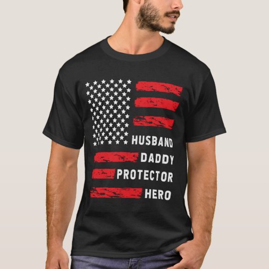 Husband Daddy Protector Hero Fathers Day For Dad T-shirt (Voorkant)