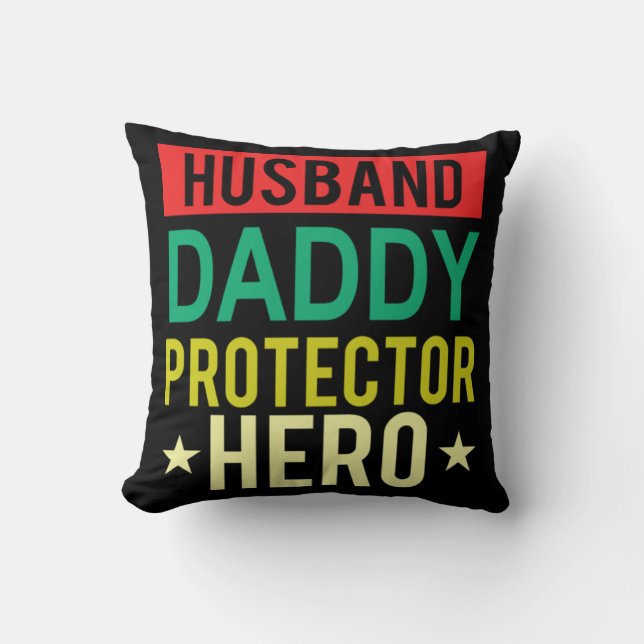 Husband Daddy Protector Hero Fathers Day Funny Gif Kussen (Voorkant)