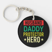 Husband Daddy Protector Hero Fathers Day Funny Gif Sleutelhanger (Voorkant)