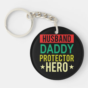 Husband Daddy Protector Hero Fathers Day Funny Gif Sleutelhanger