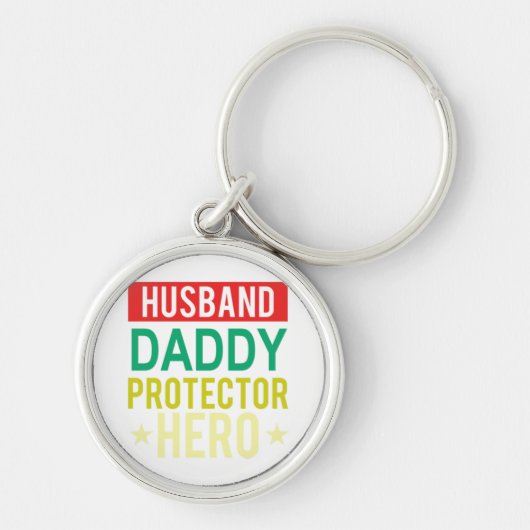 Husband Daddy Protector Hero Fathers Day Funny Gif Sleutelhanger (Voorkant)