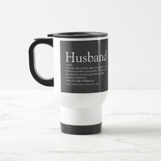 Husband Definitie Modern Grijs Typografisch Leuk Reisbeker (Links)