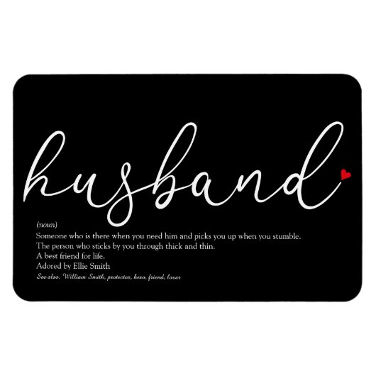 Husband Definition Chic Script Love Heart Magneet (Horizontaal)