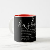Husband Definition Elegant Script Love Heart Tweekleurige Koffiemok (Voorkant links)