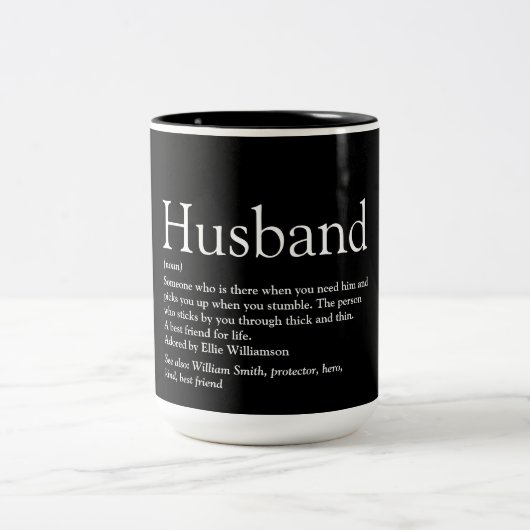 Husband Definition Fun Cool Black en White Tweekleurige Koffiemok (Center)