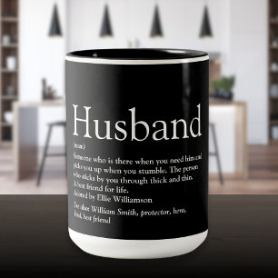 Husband Definition Fun Cool Black en White Tweekleurige Koffiemok