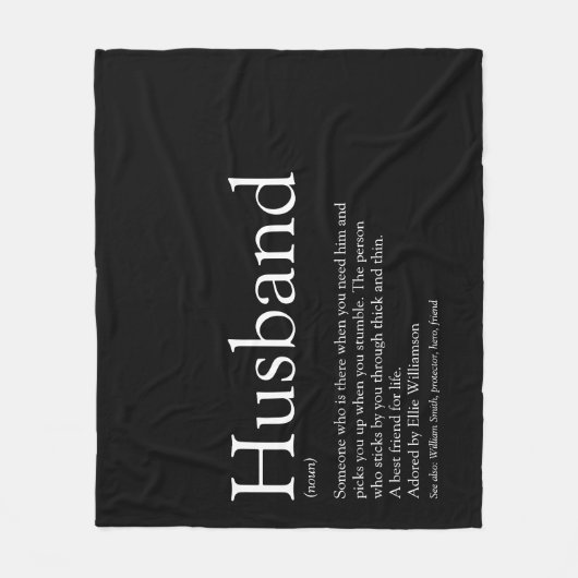 Husband Definition Modern Black en White Fun Fleece Deken (Voorkant)