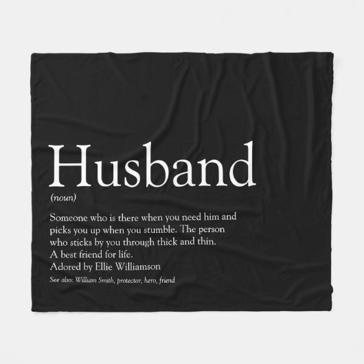 Husband Definition Modern Black en White Fun Fleece Deken (Voorkant (Horizontaal))