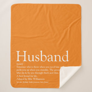 Husband Definition Modern Cool Fun Oranje Sherpa Deken