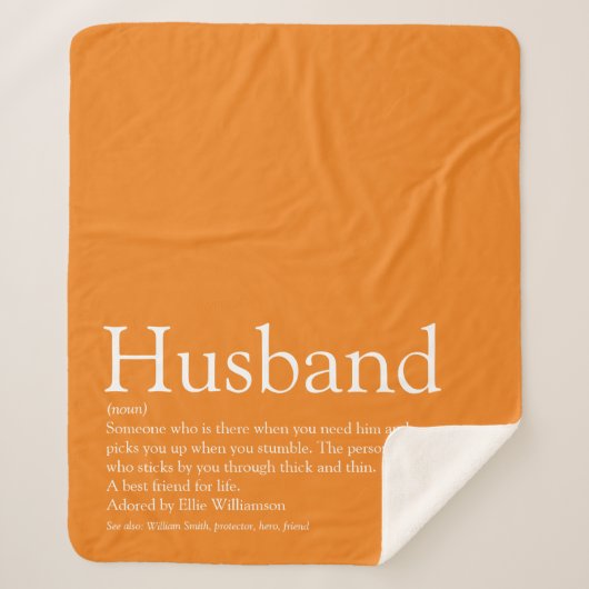 Husband Definition Modern Cool Fun Oranje Sherpa Deken (Voorkant)