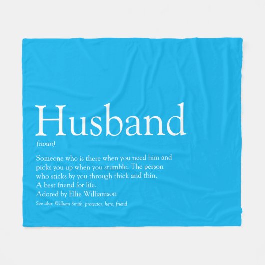 Husband Definition Modern Sky Blue Fun Fleece Deken (Voorkant (Horizontaal))