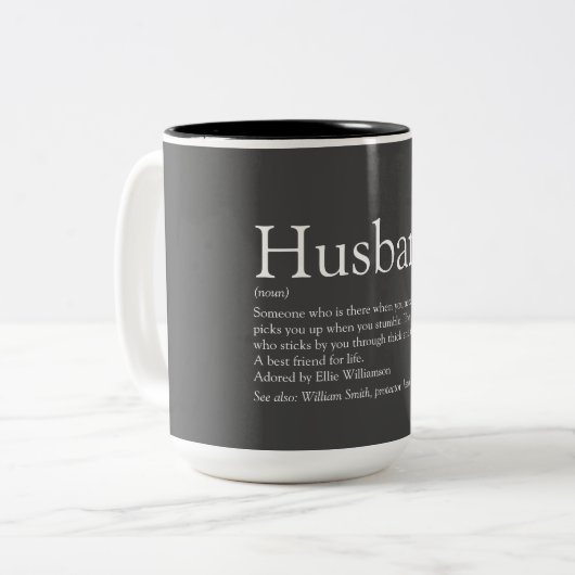 Husband Definition Quote Modern Grey Tweekleurige Koffiemok (Voorkant links)
